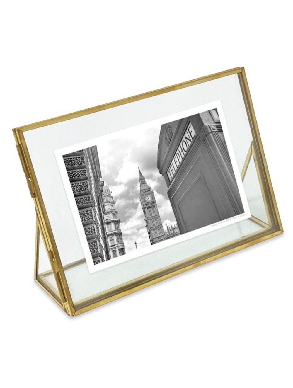 Isaac Jacobs 5x7 Antique Gold Vintage Brass & Glass Floating Picture Frame